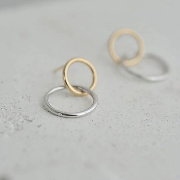 New 925 Double Circle Earrings - Picture 4 of 9